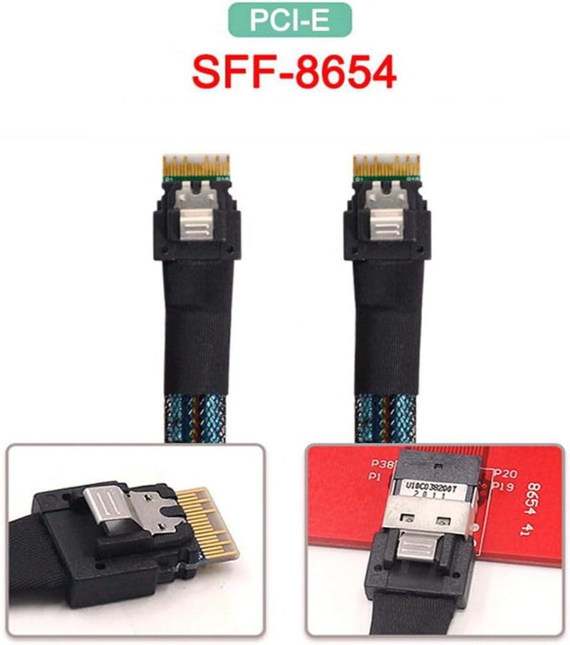 Chenyang SFF-8654 4i 38Pin Host Male to SFF-8654 38Pin Male PCI-E Slimline SAS Target Cable 40cm - Image 2